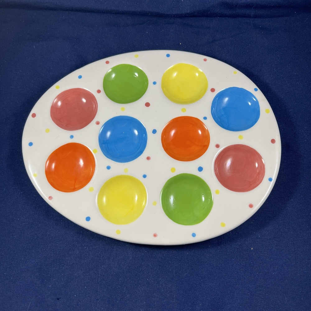 Bright Colorful Deviled Egg Tray 10-Well Appetizer Dish Serving Festive Charming - Picture 2 of 3